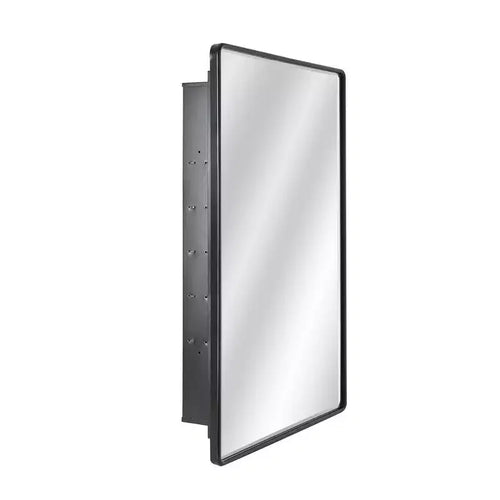 Head West 16.5"x27.5" Black Metal Wall Mount Storage Organizer with Glass Shelves