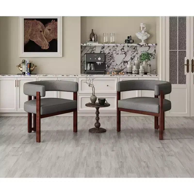 Tavolo da Bar Quadrato Minimalista 31,5'', Piano in MDF effetto Legno Scuro con Robusto Piedistallo e Poggiapiedi in Metallo, Tavolino da Pub Compatto per 2-4 Persone