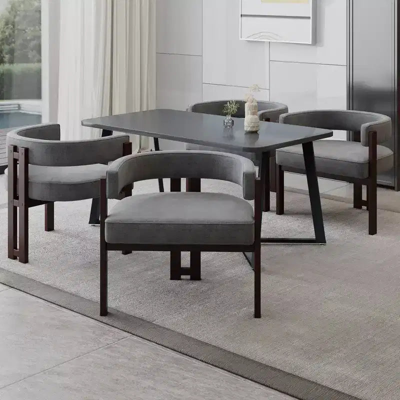 Tavolo da Bar Quadrato Minimalista 31,5'', Piano in MDF effetto Legno Scuro con Robusto Piedistallo e Poggiapiedi in Metallo, Tavolino da Pub Compatto per 2-4 Persone