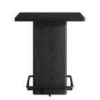 Tavolo da Bar Quadrato Minimalista 31,5'', Piano in MDF effetto Legno Scuro con Robusto Piedistallo e Poggiapiedi in Metallo, Tavolino da Pub Compatto per 2-4 Persone