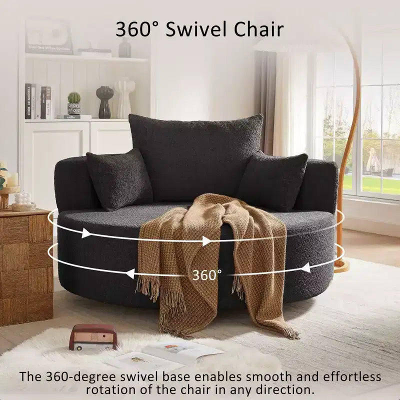 Sedia Girevole a 360° Poltrona Girevole a Barile Rotonda con 3 Cuscini Rimovibili per Salotto, Camera da Letto, Ufficio e Hotel, Verde