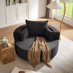 Sedia Girevole a 360° Poltrona Girevole a Barile Rotonda con 3 Cuscini Rimovibili per Salotto, Camera da Letto, Ufficio e Hotel, Verde