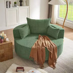 Sedia Girevole a 360° Poltrona Girevole a Barile Rotonda con 3 Cuscini Rimovibili per Salotto, Camera da Letto, Ufficio e Hotel, Verde