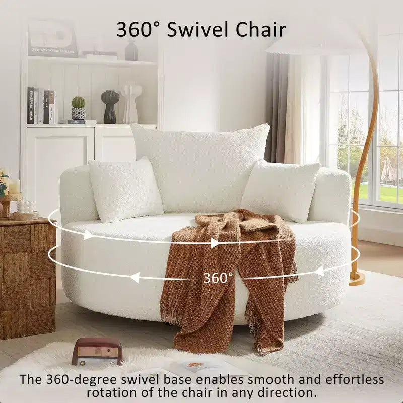 Sedia Girevole a 360° Poltrona Girevole a Barile Rotonda con 3 Cuscini Rimovibili per Salotto, Camera da Letto, Ufficio e Hotel, Verde
