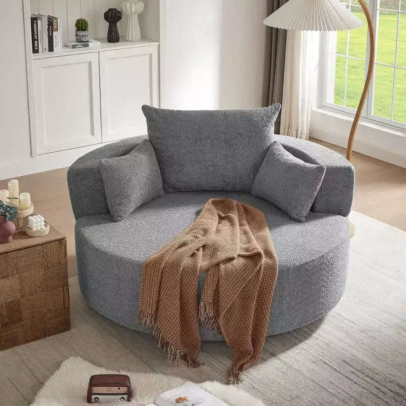 Sedia Girevole a 360° Poltrona Girevole a Barile Rotonda con 3 Cuscini Rimovibili per Salotto, Camera da Letto, Ufficio e Hotel, Verde