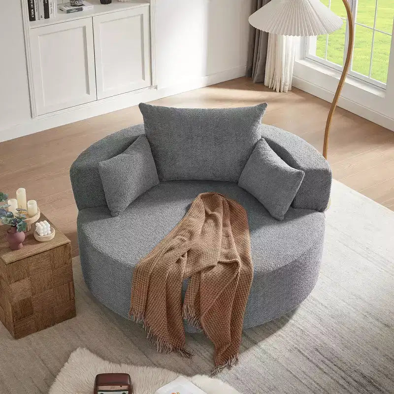 Sedia Girevole a 360° Poltrona Girevole a Barile Rotonda con 3 Cuscini Rimovibili per Salotto, Camera da Letto, Ufficio e Hotel, Verde