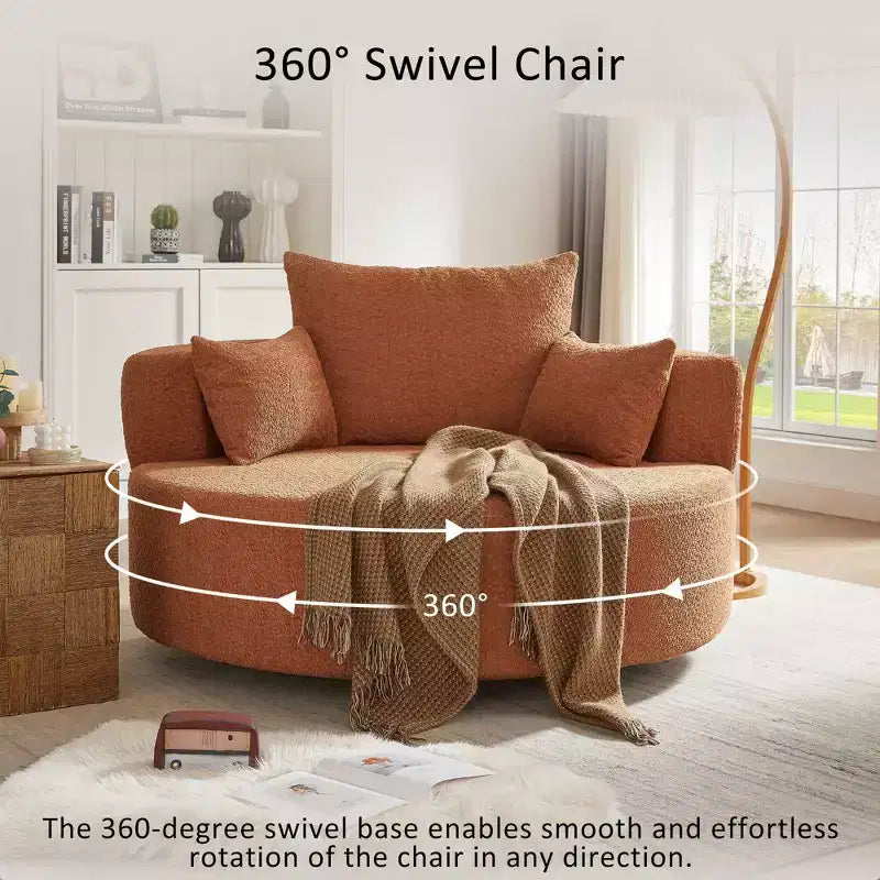 Sedia Girevole a 360° Poltrona Girevole a Barile Rotonda con 3 Cuscini Rimovibili per Salotto, Camera da Letto, Ufficio e Hotel, Verde