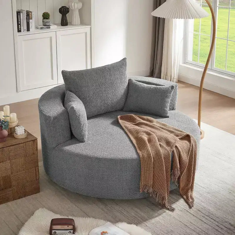 Sedia Girevole a 360° Poltrona Girevole a Barile Rotonda con 3 Cuscini Rimovibili per Salotto, Camera da Letto, Ufficio e Hotel, Verde