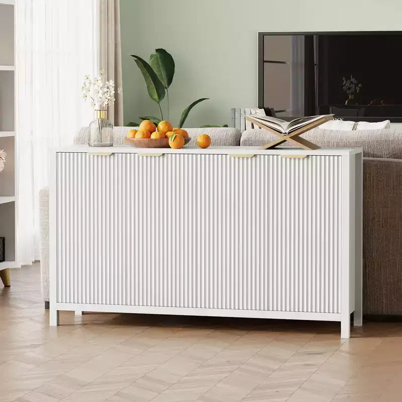 Mobile Credenza a 55 ante con spazio contenitivo, Tavolino da caffè in legno con ripiani regolabili, Tavolo Consolle da ingresso, Credenza moderna per soggiorno