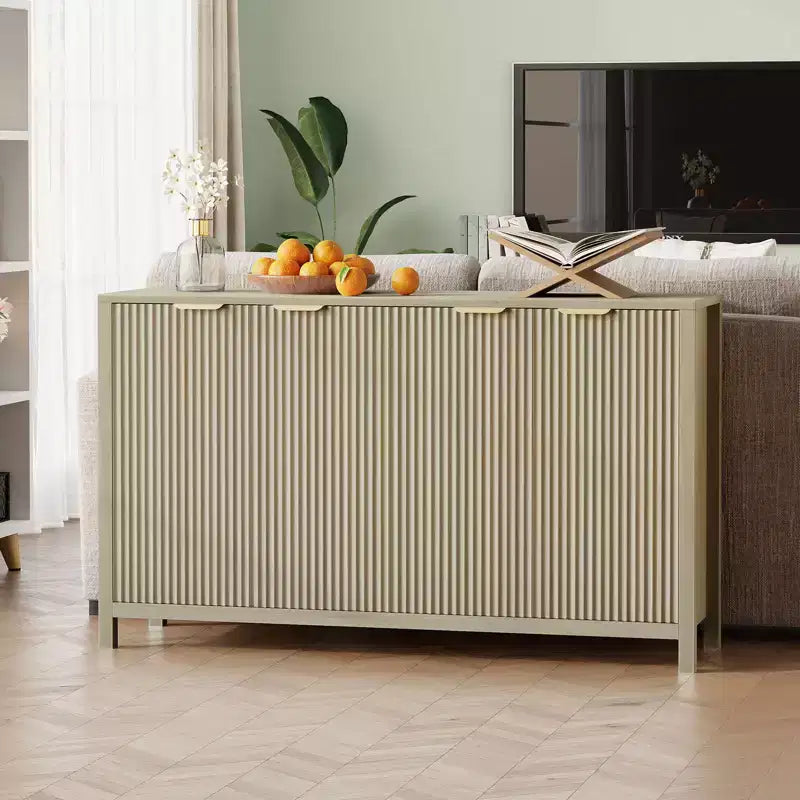 Mobile Credenza a 55 ante con spazio contenitivo, Tavolino da caffè in legno con ripiani regolabili, Tavolo Consolle da ingresso, Credenza moderna per soggiorno