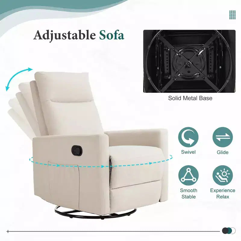 Poltrona con accento - Poltrona girevole a 360° in ciniglia con cuscino lombare