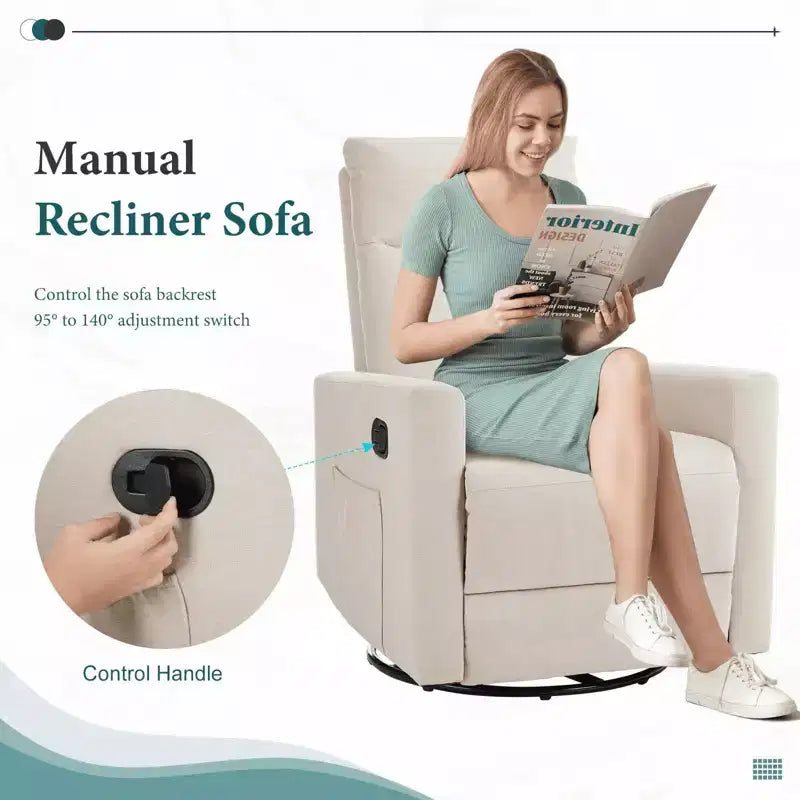 Poltrona con accento - Poltrona girevole a 360° in ciniglia con cuscino lombare