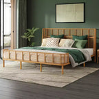 Letto Shadow Coastal Grid in Vimini PE con Testiera ad Ala