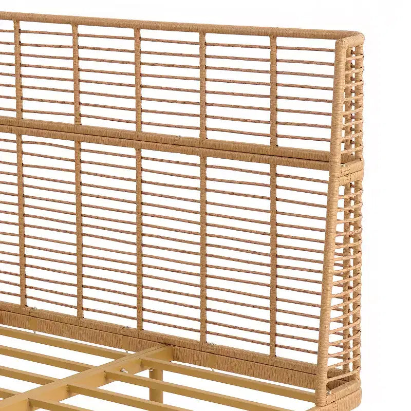 Letto Shadow Coastal Grid in Vimini PE con Testiera ad Ala