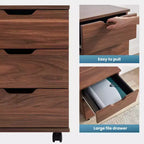Cassettiera verticale a 3 cassetti su ruote in legno mobile sotto scrivania con rotelle per ufficio domestico