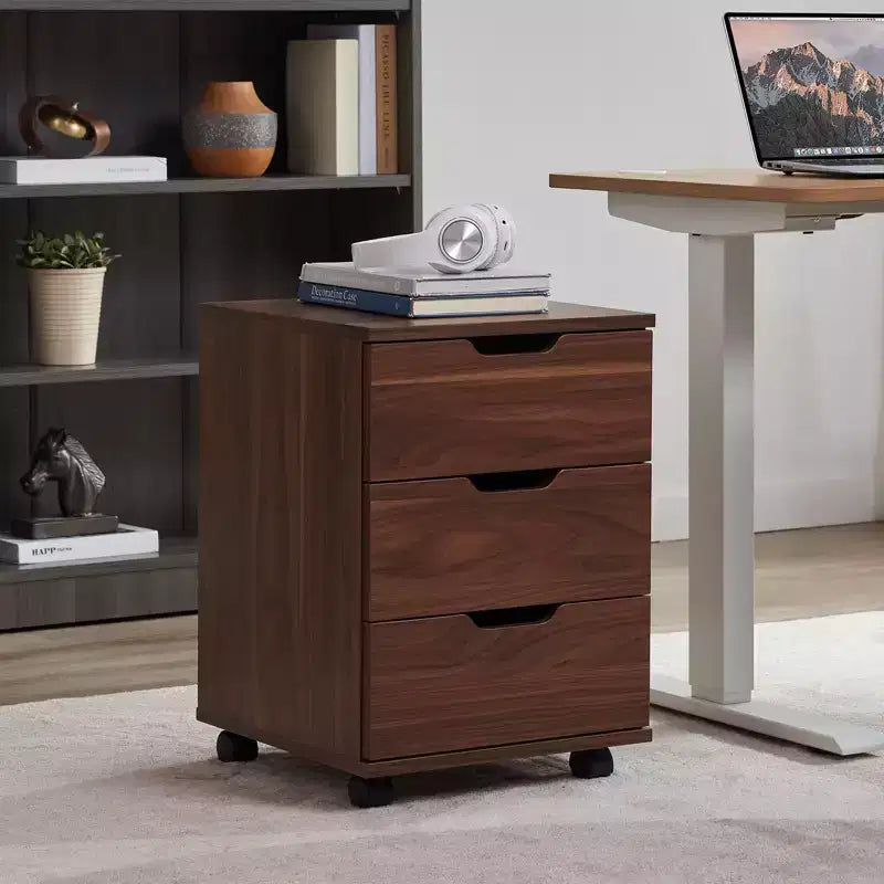 Cassettiera verticale a 3 cassetti su ruote in legno mobile sotto scrivania con rotelle per ufficio domestico