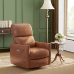 Poltrona Reclinabile Girevole a Dondolo, Glider Rivestito in Ecopelle con Supporto Lombare, Schienale Alto, Reclino Manuale