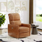 Poltrona Reclinabile Girevole a Dondolo, Glider Rivestito in Ecopelle con Supporto Lombare, Schienale Alto, Reclino Manuale