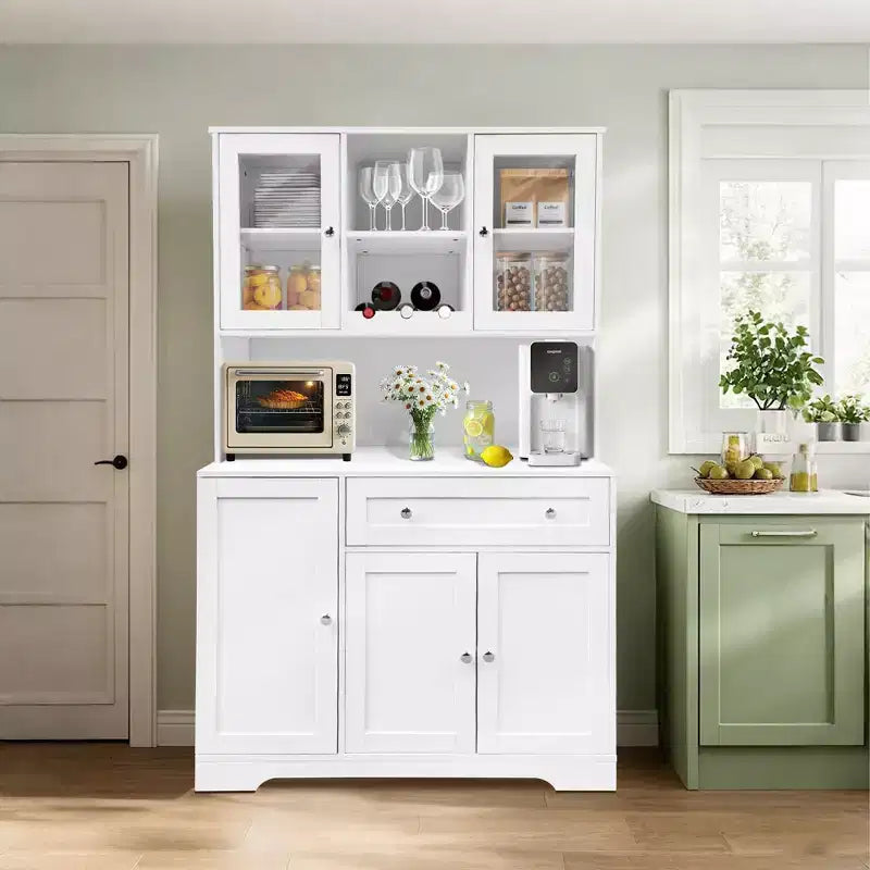 67.9 Tall Kitchen Pantry Cabinet, Freestanding Cupboard Storage Cabinet with Drawer, Kitchen Hutch Cabinet with Microwave Stand, Coffee Bar Cabinet