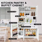 67.9 Mobile dispensa alto da cucina, armadietto da appoggio con cassetto, armadietto da cucina con supporto per microonde, mobile bar per il caffè