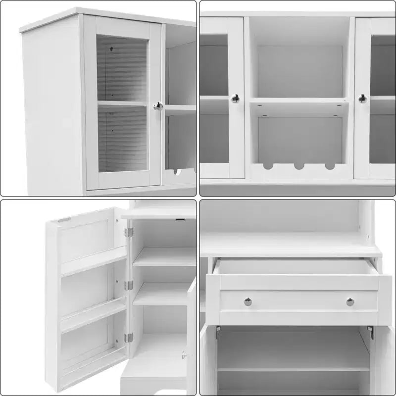 67.9 Mobile dispensa alto da cucina, armadietto da appoggio con cassetto, armadietto da cucina con supporto per microonde, mobile bar per il caffè