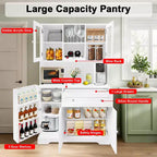 67.9 Mobile dispensa alto da cucina, armadietto da appoggio con cassetto, armadietto da cucina con supporto per microonde, mobile bar per il caffè
