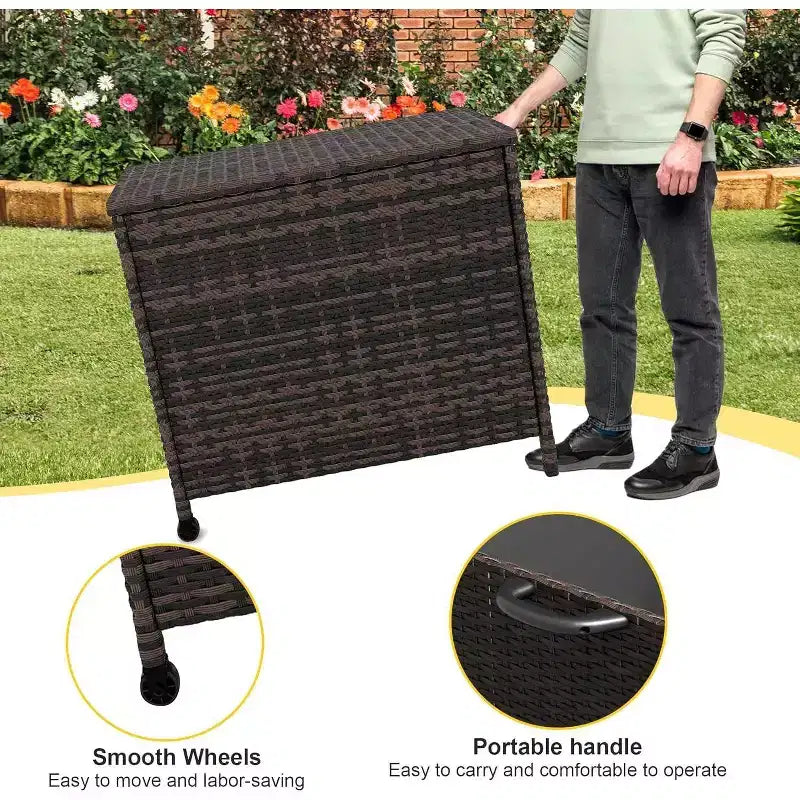 Baule portaoggetti da esterno da 300 litri con coperchio lucchettabile, impermeabile e resistente ai raggi UV, con ruote e maniglie per patio, giardino, bordo piscina