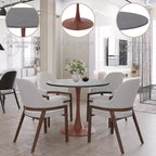 Tavolo da pranzo rotondo Bristol 27 con piano in pietra sinterizzata e base a piedistallo in acciaio color ciliegio per cucina e sala da pranzo moderne