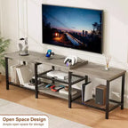 Mobile Porta TV con Luci LED per TV da 55/65/75 Pollici, Mobile TV Grande da 170 cm con Prese di Corrente, Consolle Media per Soggiorno