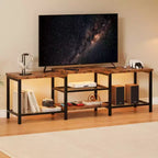 Mobile Porta TV con Luci LED per TV da 55/65/75 Pollici, Mobile TV Grande da 170 cm con Prese di Corrente, Consolle Media per Soggiorno