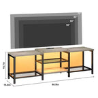 Mobile Porta TV con Luci LED per TV da 55/65/75 Pollici, Mobile TV Grande da 170 cm con Prese di Corrente, Consolle Media per Soggiorno