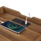 Comodino Moderno con 2 Cassetti, Luci LED e Porte di Ricarica, Ampio Spazio Contenitivo