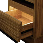 Comodino Moderno con 2 Cassetti, Luci LED e Porte di Ricarica, Ampio Spazio Contenitivo