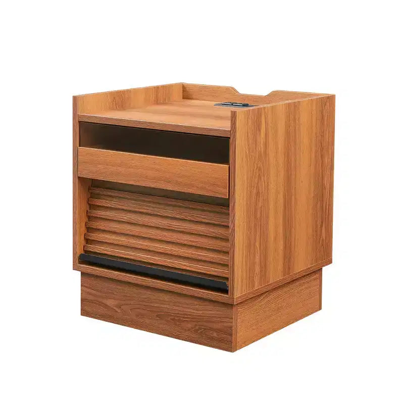 Comodino Moderno con 2 Cassetti, Luci LED e Porte di Ricarica, Ampio Spazio Contenitivo