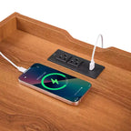 Comodino Moderno con 2 Cassetti, Luci LED e Porte di Ricarica, Ampio Spazio Contenitivo