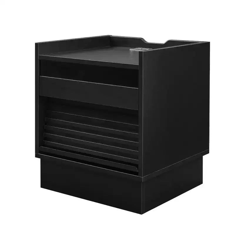 Comodino Moderno con 2 Cassetti, Luci LED e Porte di Ricarica, Ampio Spazio Contenitivo