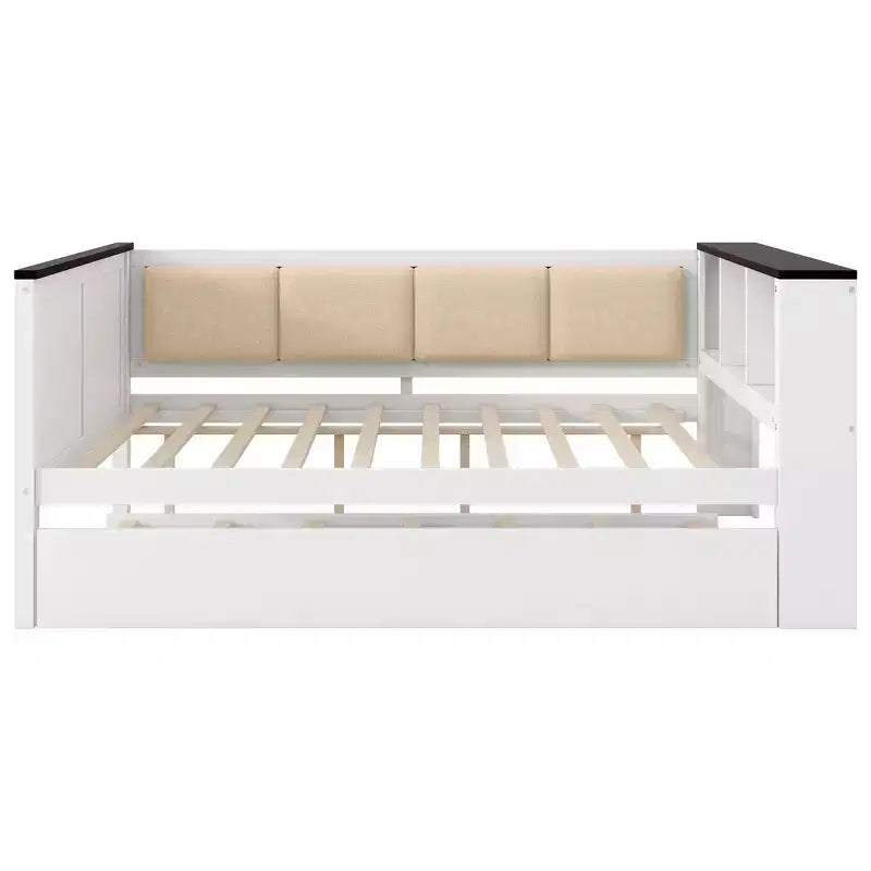 Daybed Gibson in Legno con Ripiani Contenitore e Schienale Imbottito