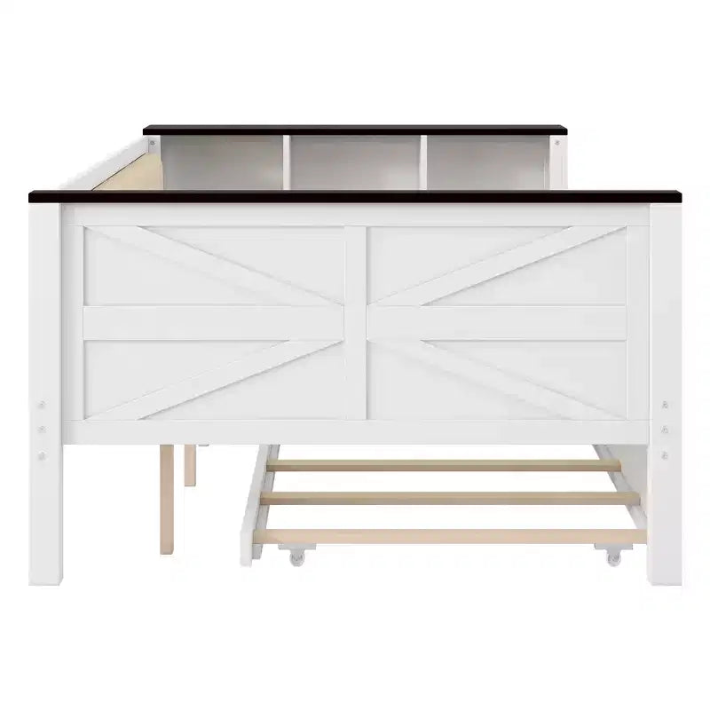 Daybed Gibson in Legno con Ripiani Contenitore e Schienale Imbottito