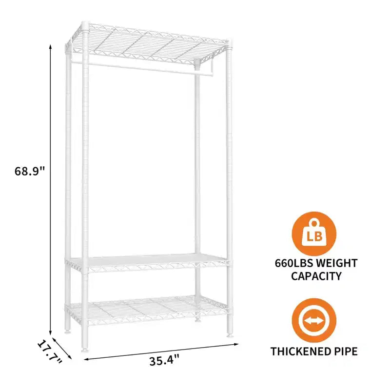 Appendiabiti Portatile a 3 Livelli per Carichi Pesanti C, Capacità 300 kg, Organizzatore per Vestiti in Metallo Bianco per Appartamento/Camera da Letto