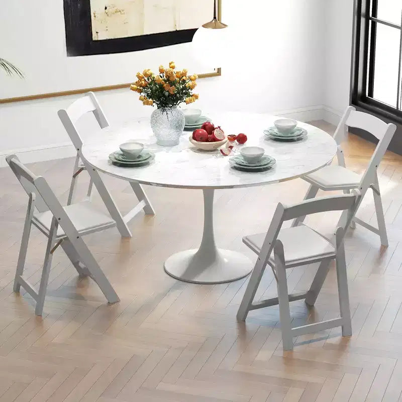 Set di 16 sedie da pranzo con gambe in legno di gomma e seduta imbottita per eventi in casa o in ufficio Bianco