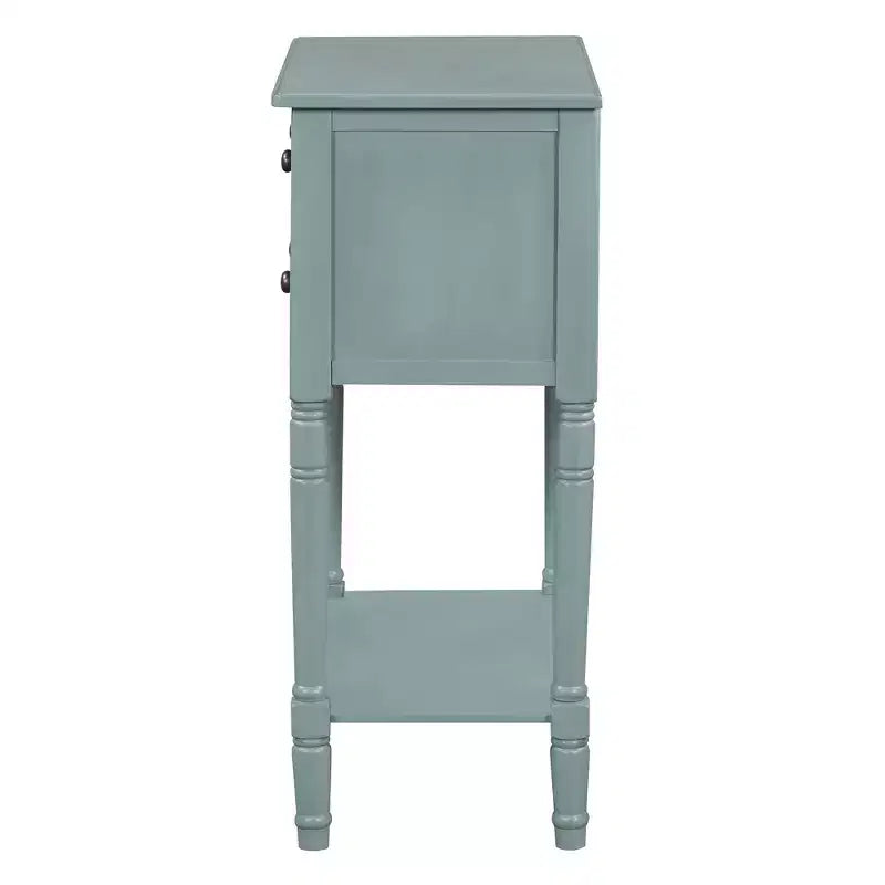 Consolle piccola retrò con cassetti e ripiano inferiore, tavolo da ingresso in legno stile rustico con portaoggetti, tavolino sottile in legno per ingresso