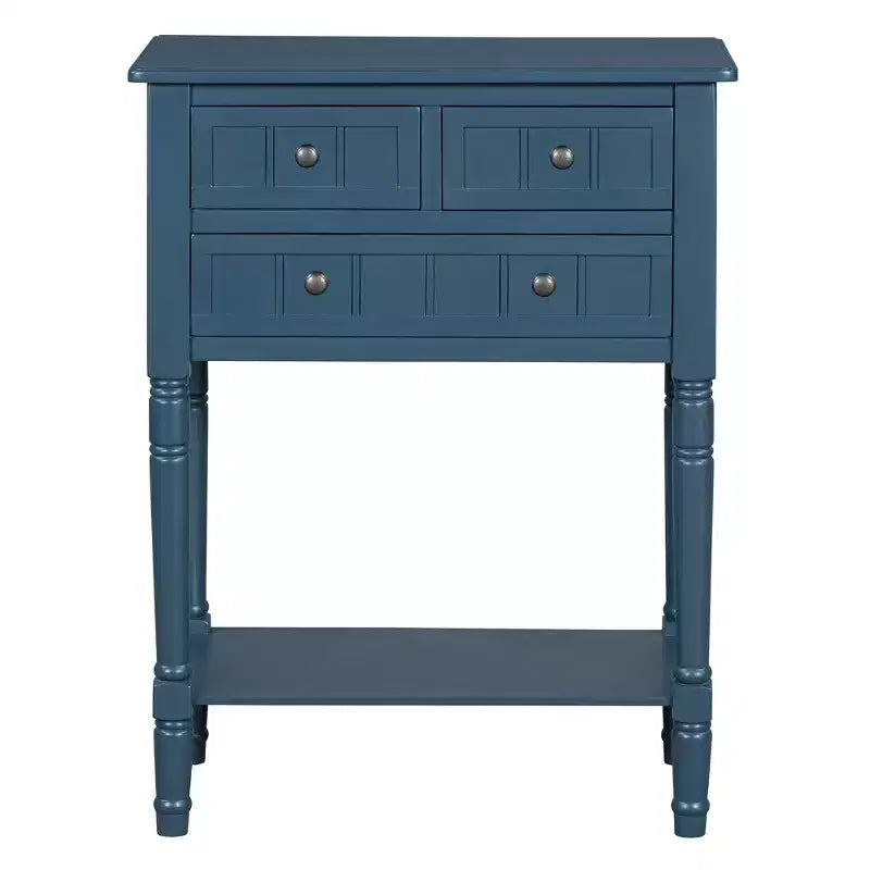 Consolle piccola retrò con cassetti e ripiano inferiore, tavolo da ingresso in legno stile rustico con portaoggetti, tavolino sottile in legno per ingresso