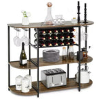 Costway Rack Table Coffee Bar Cabinet Freestanding Liquor Stand Glass Holder