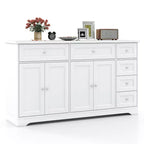 Costway 59 Large Storage Cabinet Buffet Sideboard w/ 4 Doors & 6 Drawers White