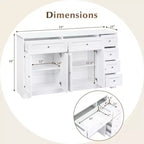 59 Mobile Credenza/Buffet da Soggiorno con 4 Ante e 6 Cassetti Bianco