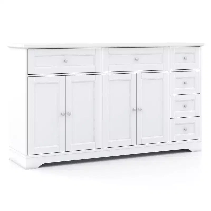 59 Mobile Credenza/Buffet da Soggiorno con 4 Ante e 6 Cassetti Bianco