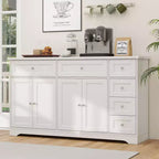59 Mobile Credenza/Buffet da Soggiorno con 4 Ante e 6 Cassetti Bianco