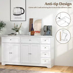 59 Mobile Credenza/Buffet da Soggiorno con 4 Ante e 6 Cassetti Bianco