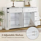 59 Mobile Credenza/Buffet da Soggiorno con 4 Ante e 6 Cassetti Bianco
