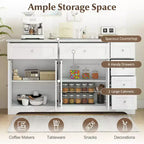 59 Mobile Credenza/Buffet da Soggiorno con 4 Ante e 6 Cassetti Bianco